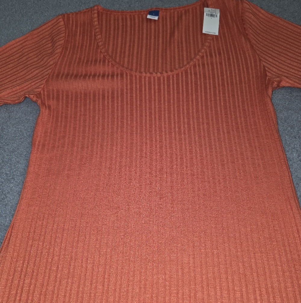 Nwt Orange Ribbed Tee - Picture 4 of 4